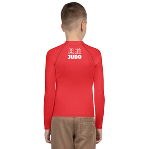 Youth Boys Classic Judo Rash Guard – Long Sleeve Martial Arts Top - Scarlet