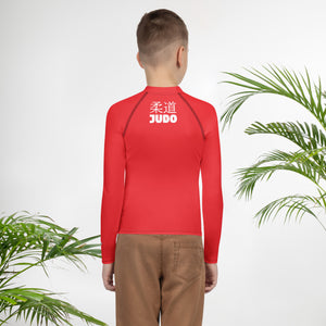 Youth Boys Classic Judo Rash Guard – Long Sleeve Martial Arts Top - Scarlet