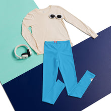 Youth Boys Compression Leggings – Solid Color Sports & Activewear Pants - Cyan