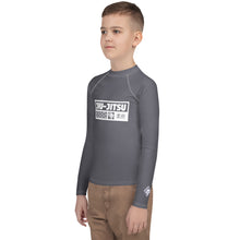 Youth Boys Elite BJJ Rash Guard – Long Sleeve Martial Arts Performance Top - Charcoal