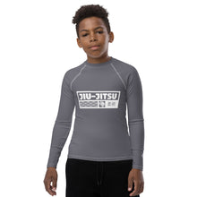 Youth Boys Elite BJJ Rash Guard – Long Sleeve Martial Arts Performance Top - Charcoal