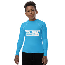 Youth Boys Grappling Rash Guard – Long Sleeve BJJ Competition Shirt - Cyan