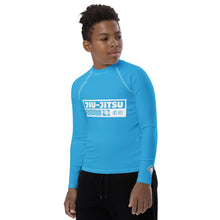 Youth Boys Grappling Rash Guard – Long Sleeve BJJ Competition Shirt - Cyan