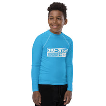 Youth Boys Grappling Rash Guard – Long Sleeve BJJ Competition Shirt - Cyan