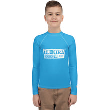 Youth Boys Grappling Rash Guard – Long Sleeve BJJ Competition Shirt - Cyan