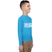 Youth Boys Grappling Rash Guard – Long Sleeve BJJ Competition Shirt - Cyan