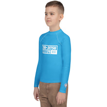 Youth Boys Grappling Rash Guard – Long Sleeve BJJ Competition Shirt - Cyan