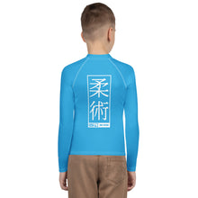 Youth Boys Grappling Rash Guard – Long Sleeve BJJ Competition Shirt - Cyan