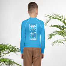 Youth Boys Grappling Rash Guard – Long Sleeve BJJ Competition Shirt - Cyan