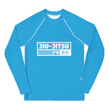 Youth Boys Grappling Rash Guard – Long Sleeve BJJ Competition Shirt - Cyan