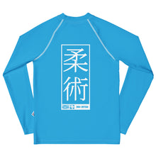Youth Boys Grappling Rash Guard – Long Sleeve BJJ Competition Shirt - Cyan