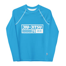 Youth Boys Grappling Rash Guard – Long Sleeve BJJ Competition Shirt - Cyan