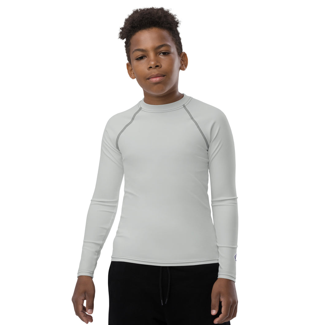 Youth Boys Grappling Rash Guard – Long Sleeve Solid Sportswear – Smoke