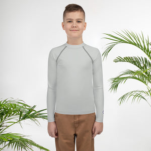 Youth Boys Grappling Rash Guard – Long Sleeve Solid Sportswear – Smoke
