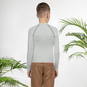 Youth Boys Grappling Rash Guard – Long Sleeve Solid Sportswear – Smoke