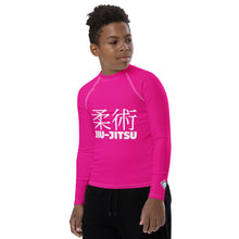 Youth Boys Jiu-Jitsu Rash Guard – Long Sleeve Compression Fit – Hollywood Cerise