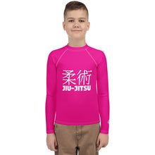 Youth Boys Jiu-Jitsu Rash Guard – Long Sleeve Compression Fit – Hollywood Cerise