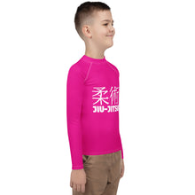 Youth Boys Jiu-Jitsu Rash Guard – Long Sleeve Compression Fit – Hollywood Cerise