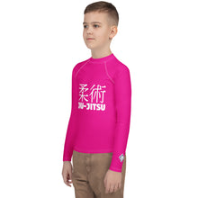 Youth Boys Jiu-Jitsu Rash Guard – Long Sleeve Compression Fit – Hollywood Cerise