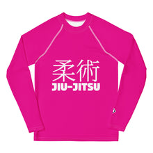 Youth Boys Jiu-Jitsu Rash Guard – Long Sleeve Compression Fit – Hollywood Cerise
