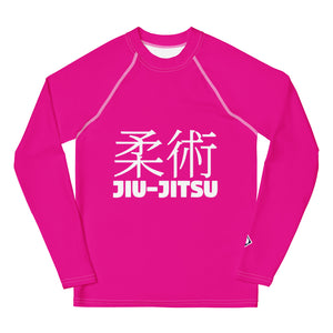 Youth Boys Jiu-Jitsu Rash Guard – Long Sleeve Compression Fit – Hollywood Cerise