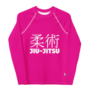 Youth Boys Jiu-Jitsu Rash Guard – Long Sleeve Compression Fit – Hollywood Cerise