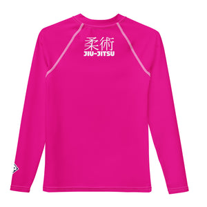 Youth Boys Jiu-Jitsu Rash Guard – Long Sleeve Compression Fit – Hollywood Cerise