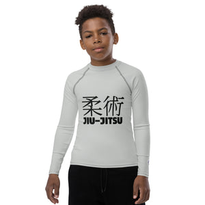 Youth Boys Jiu-Jitsu Training Shirt – Long Sleeve Classic Rash Guard – Smoke