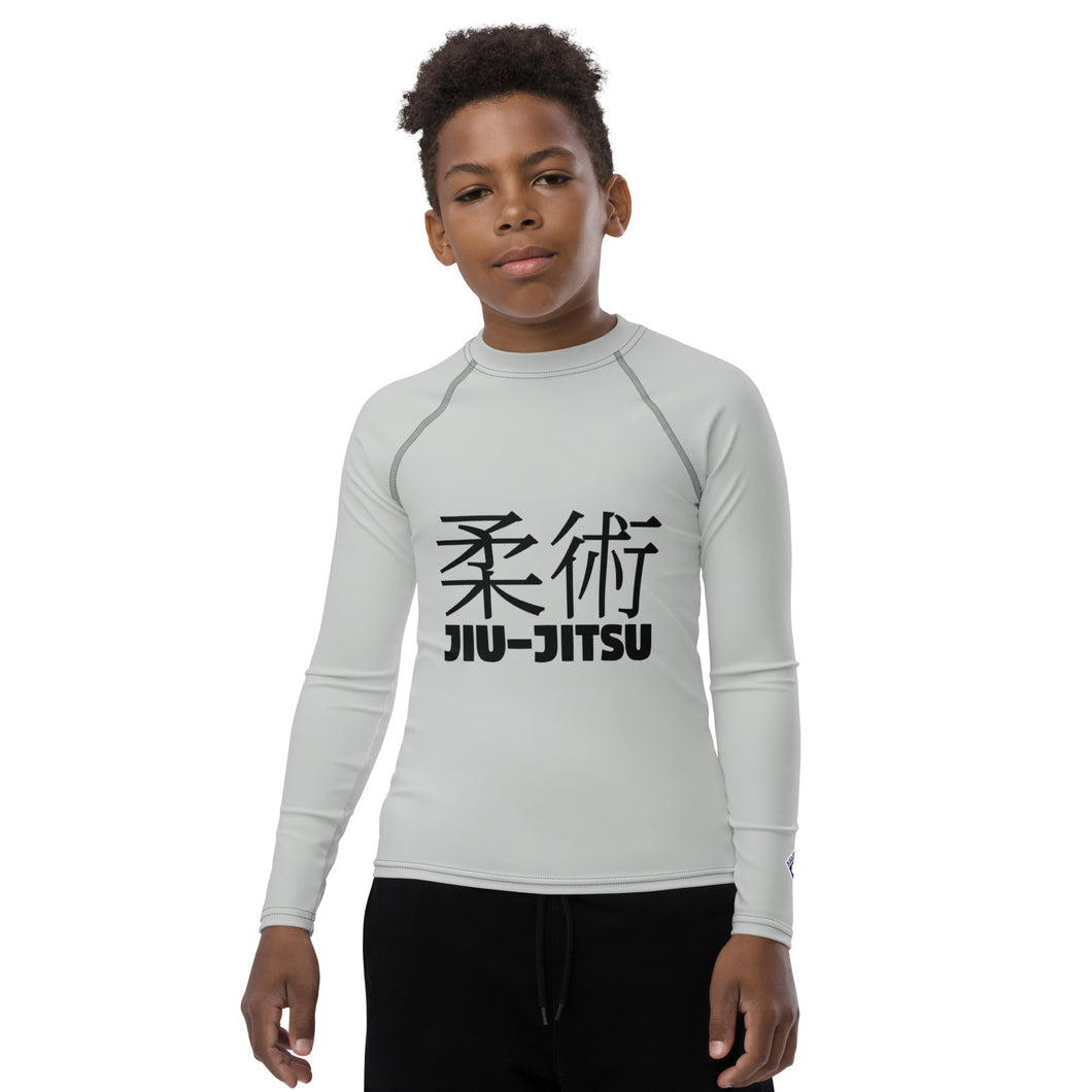 Youth Boys Jiu-Jitsu Training Shirt – Long Sleeve Classic Rash Guard – Smoke