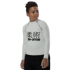 Youth Boys Jiu-Jitsu Training Shirt – Long Sleeve Classic Rash Guard – Smoke