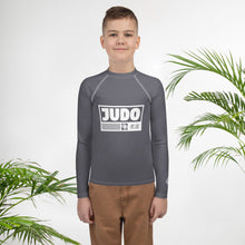 Youth Boys Judo Compression Rash Guard – Long Sleeve Martial Arts Performance Top - Charcoal Boys Exclusive Judo Long Sleeve Rash Guard Youth
