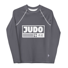 Youth Boys Judo Compression Rash Guard – Long Sleeve Martial Arts Performance Top - Charcoal Boys Exclusive Judo Long Sleeve Rash Guard Youth