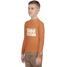 Youth Boys Judo Performance Rash Guard – Long Sleeve Training Apparel - Raw Sienna Boys Exclusive Judo Long Sleeve Rash Guard Youth