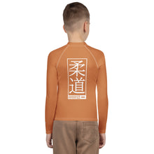 Youth Boys Judo Performance Rash Guard – Long Sleeve Training Apparel - Raw Sienna Boys Exclusive Judo Long Sleeve Rash Guard Youth