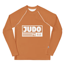 Youth Boys Judo Performance Rash Guard – Long Sleeve Training Apparel - Raw Sienna Boys Exclusive Judo Long Sleeve Rash Guard Youth
