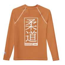 Youth Boys Judo Performance Rash Guard – Long Sleeve Training Apparel - Raw Sienna Boys Exclusive Judo Long Sleeve Rash Guard Youth