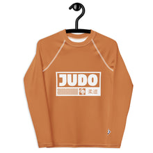 Youth Boys Judo Performance Rash Guard – Long Sleeve Training Apparel - Raw Sienna Boys Exclusive Judo Long Sleeve Rash Guard Youth