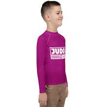 Youth Boys Judo Performance Shirt – Long Sleeve Compression Rash Guard - Vivid Purple Boys Exclusive Judo Long Sleeve Rash Guard Youth