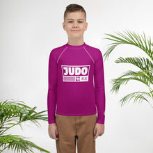Youth Boys Judo Performance Shirt – Long Sleeve Compression Rash Guard - Vivid Purple Boys Exclusive Judo Long Sleeve Rash Guard Youth