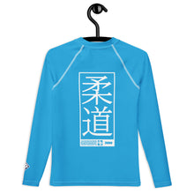 Youth Boys Judo Rash Guard – Long Sleeve Athletic Performance Top - Cyan Boys Exclusive Judo Long Sleeve Rash Guard Youth