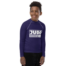 Youth Boys Judo Rash Guard – Long Sleeve Compression Top for Martial Arts Training - Midnight Blue