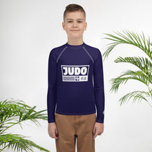 Youth Boys Judo Rash Guard – Long Sleeve Compression Top for Martial Arts Training - Midnight Blue