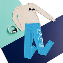 Youth Boys Judo Training Leggings – Solid Color Compression Athletic Pants - Cyan