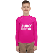 Youth Boys Judo Training Rash Guard – Long Sleeve Performance Shirt - Hollywood Cerise Boys Exclusive Judo Long Sleeve Rash Guard Youth