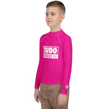 Youth Boys Judo Training Rash Guard – Long Sleeve Performance Shirt - Hollywood Cerise Boys Exclusive Judo Long Sleeve Rash Guard Youth