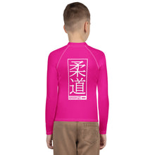 Youth Boys Judo Training Rash Guard – Long Sleeve Performance Shirt - Hollywood Cerise Boys Exclusive Judo Long Sleeve Rash Guard Youth