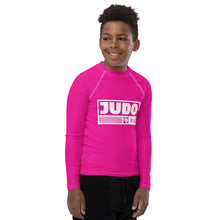 Youth Boys Judo Training Rash Guard – Long Sleeve Performance Shirt - Hollywood Cerise Boys Exclusive Judo Long Sleeve Rash Guard Youth