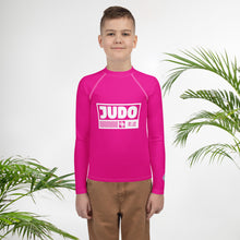 Youth Boys Judo Training Rash Guard – Long Sleeve Performance Shirt - Hollywood Cerise Boys Exclusive Judo Long Sleeve Rash Guard Youth