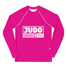Youth Boys Judo Training Rash Guard – Long Sleeve Performance Shirt - Hollywood Cerise Boys Exclusive Judo Long Sleeve Rash Guard Youth