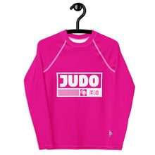 Youth Boys Judo Training Rash Guard – Long Sleeve Performance Shirt - Hollywood Cerise Boys Exclusive Judo Long Sleeve Rash Guard Youth